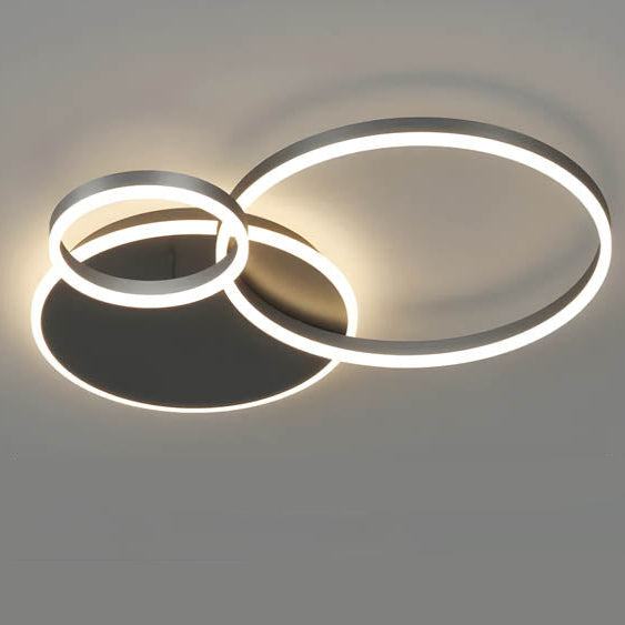 LED Ring Chandelier 45 in Aluminum Fixture Warm White Dimmable for Bedroom Living Room Dining Room Modern Flush Mount Multi-Ring Integrated | Thomler