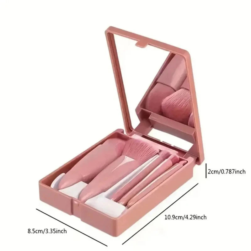 Mini Makeup Brush Set with Mirror
