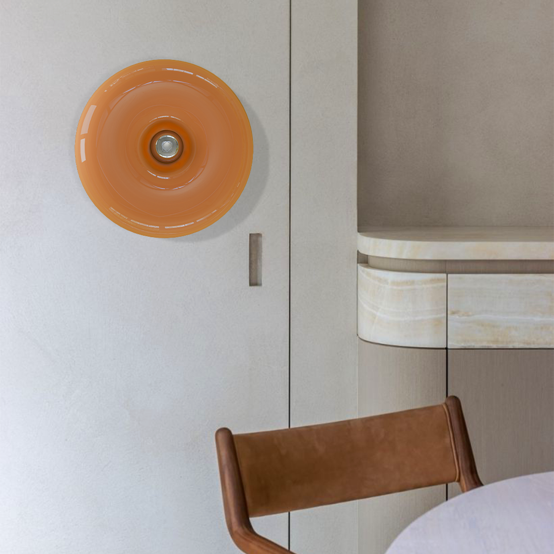 Touch-Activated LED Glass Sconce 10 in Round Orange Ambient Light for Bedroom Living Room Study Modern Energy-Efficient Decorative Fixture | Thomler