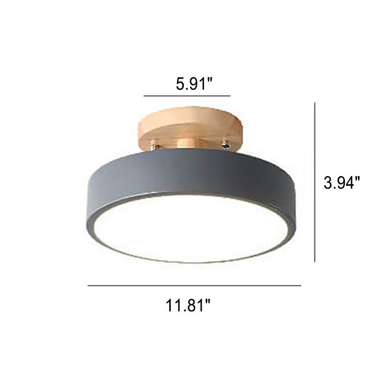 LED Semi-Flush Ceiling Light 12 in Wood & Acrylic Low-Profile Fixture for Bedroom Hallway Living Room Modern Home Lighting 3-Color Temperatu | Thomler