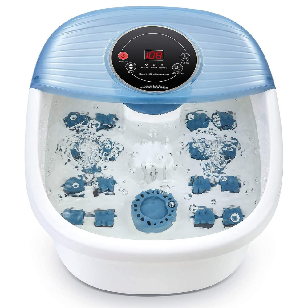 Voetenbad met bubbeljets en vibratiemassagerollers, verwarmd water