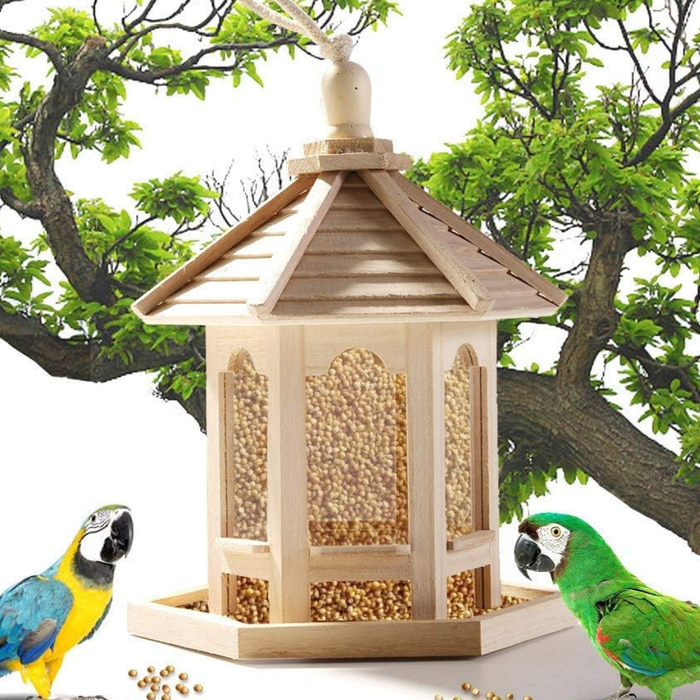 Vogelhaus aus Holz mit Sichtfenster