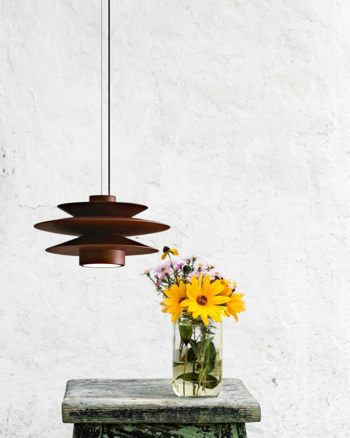 Layered Rubberwood Pendant Light Walnut Finish Ceiling Fixture Dining Room Living Room Ambient Lighting Modern Natural Wood Chandelier Warm | Thomler