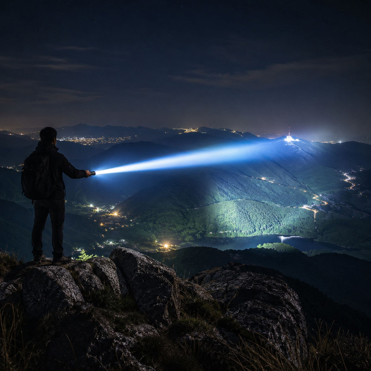 Robuuste led-zaklamp met powerbankfunctie, zoombaar met 5 standen, oplaadbare 5000mAh-batterij, waterdichte aluminium behuizing voor kamperen