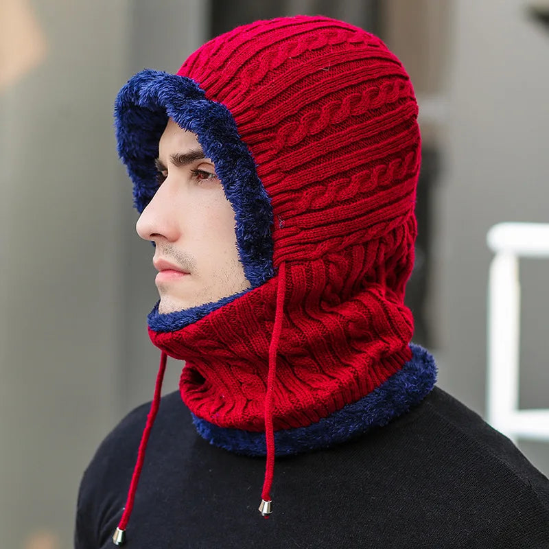 Fleece-Lined Hooded Scarf Combo for Cold Weather – Unisex Neck & Face Covering