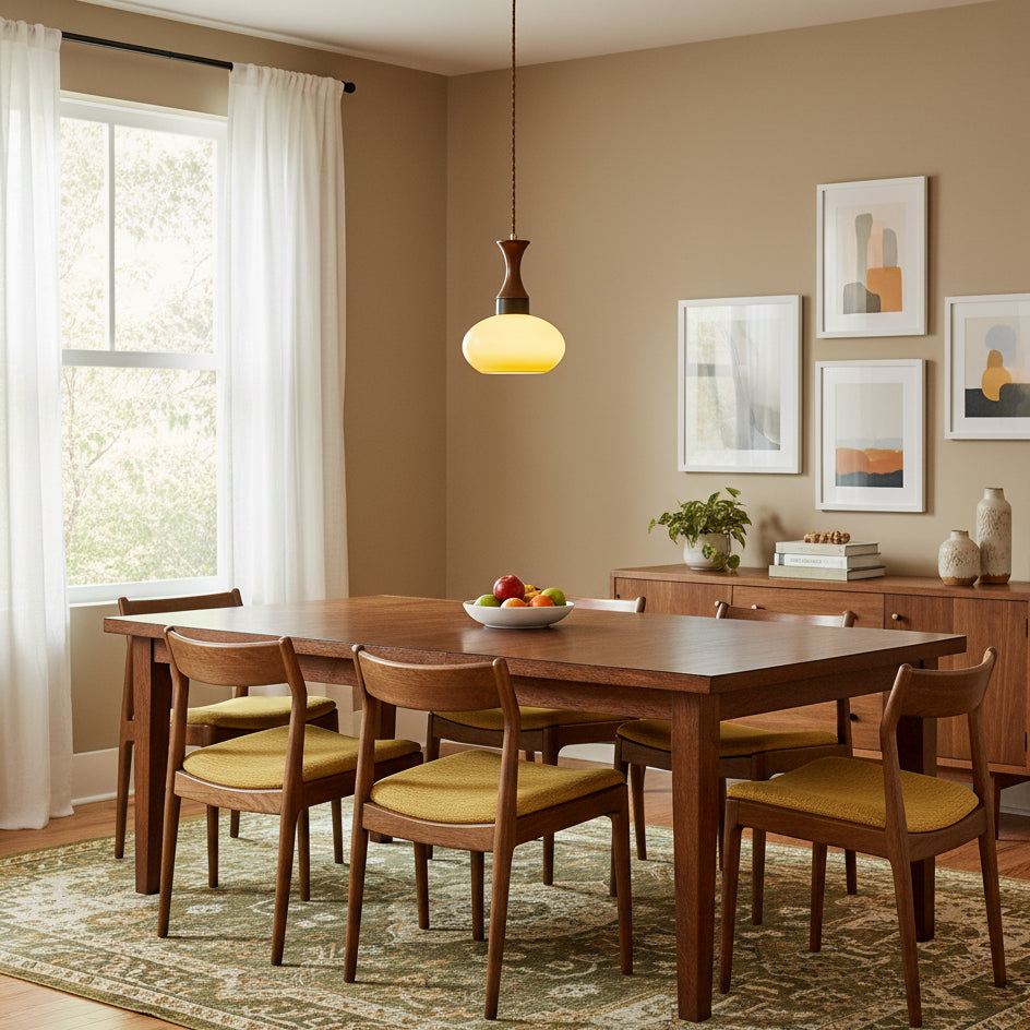 Hanging Light Fixture with Amber Glass Shade 7 Inch Diameter Adjustable Cord for Kitchen Islands Dining Tables Breakfast Bars Modern Farmhou | Thomler