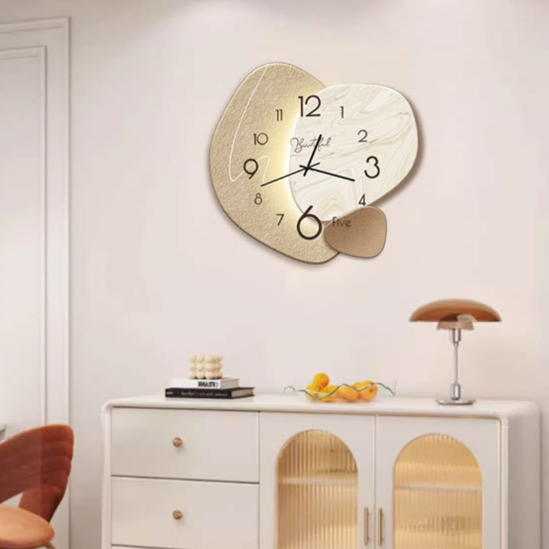 Sculptural Beige Timepiece Silent Sweep Hand Textured Face Modern Nordic Home Bedroom Study Office Hallway Feature Wall Minimalist Japandi Q | Thomler