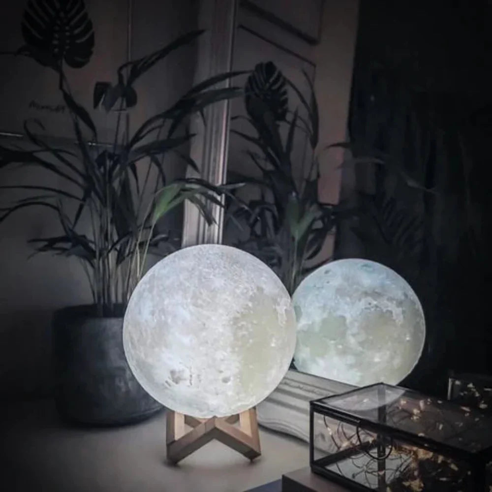 3D Printed Lunar Globe Night Light with Touch Control & USB Charging for Bedroom, Living Room, Kids | Thomler