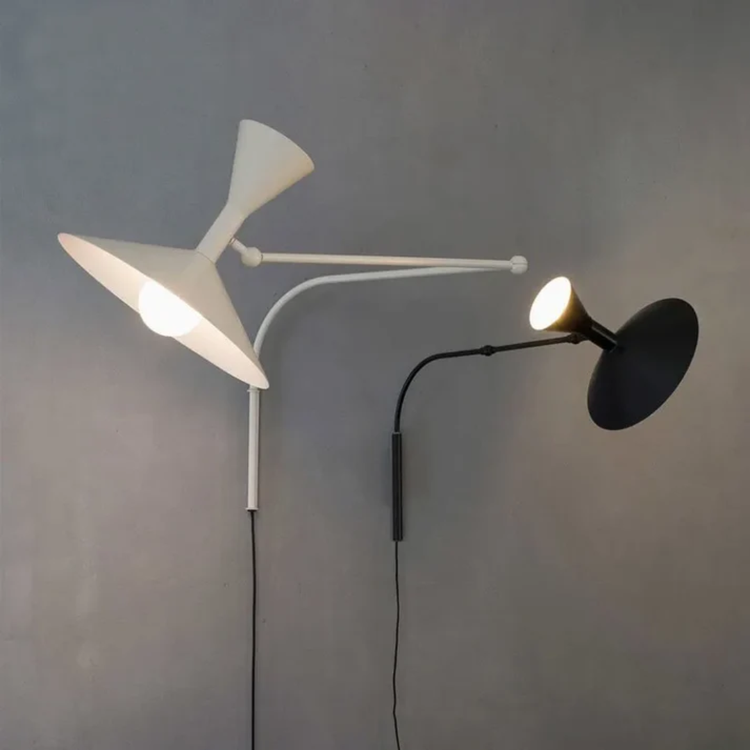 Aplique de pared con brazo oscilante ajustable de metal para lectura en dormitorio, luz de trabajo para oficina, acento en sala de estar | Casquillo LED E14 | Thomler