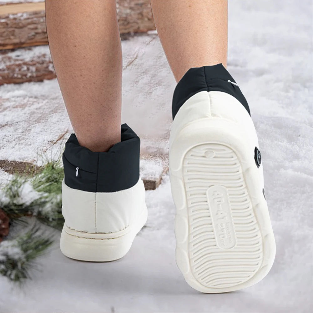 Verwarmde schoenen met verstelbare voetenwarmers