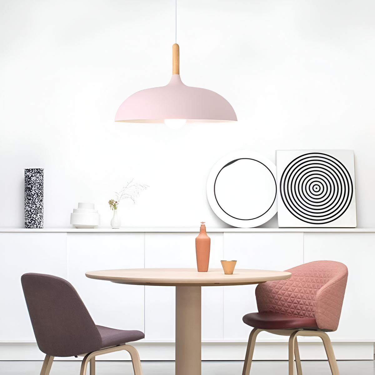 Wood and Iron Drop Light 14-24 Inches Diameter for Kitchen Island Dining Table Modern Minimalist Fixture E27 Socket Cord Height Adjustable | Thomler