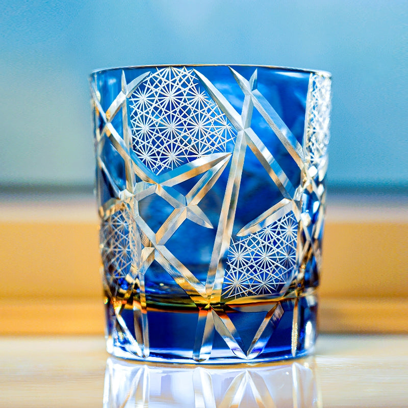 Vaso de whisky de cristal tallado japonés con caja de regalo, diseño de relámpago, cristalería para bar, para whisky escocés, bourbon, cócteles, decoración de bar en casa, cristalería artesanal | Thomler