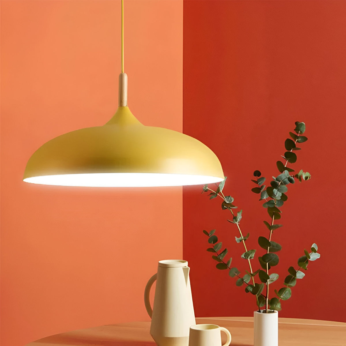 Wood and Iron Drop Light 14-24 Inches Diameter for Kitchen Island Dining Table Modern Minimalist Fixture E27 Socket Cord Height Adjustable | Thomler