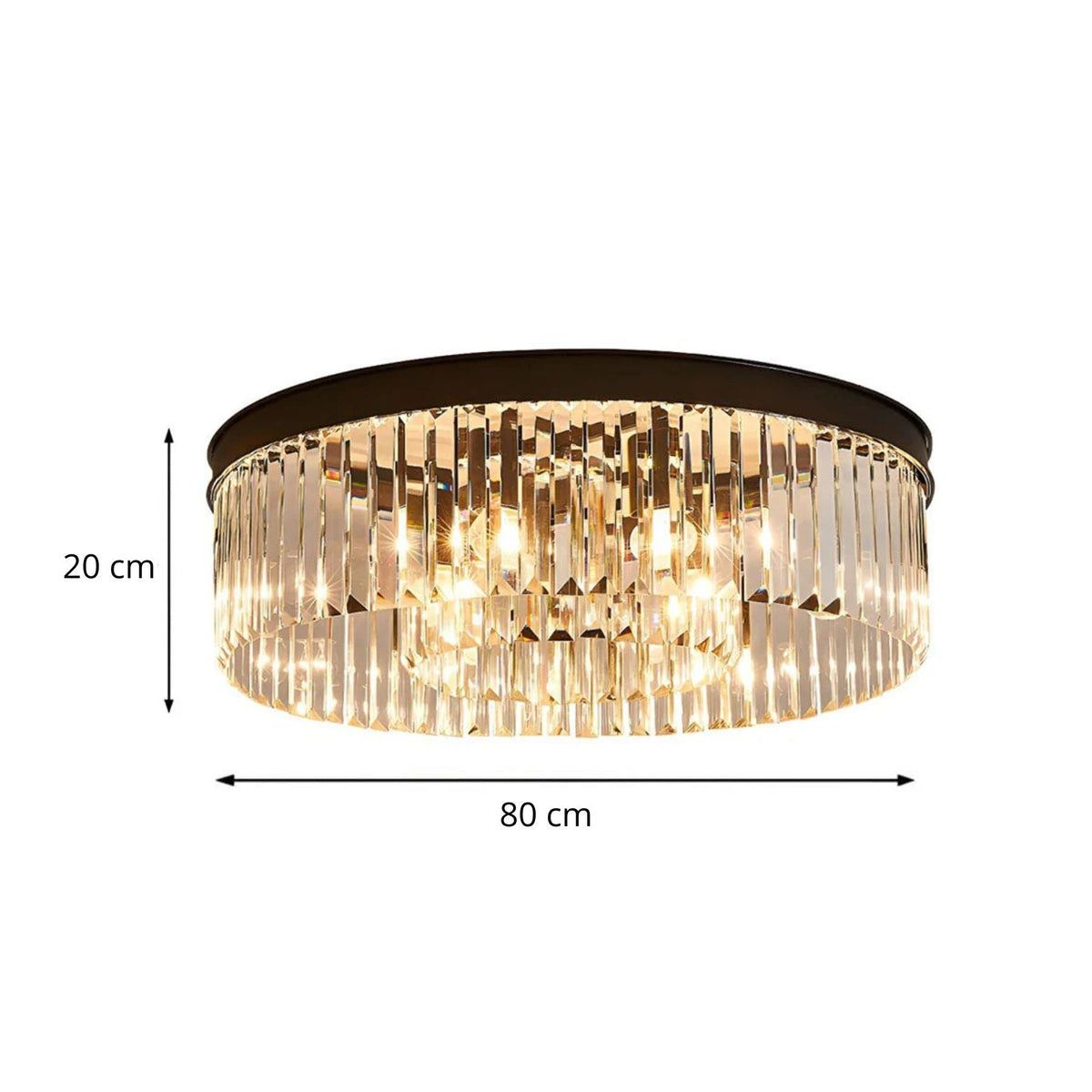 Flush Mount Fixture with Sparkling Accents 16 Inch Brushed Brass Metal Frame Crystal Drops for Entryway Dining Room Bedroom Den Four Bulb So | Thomler