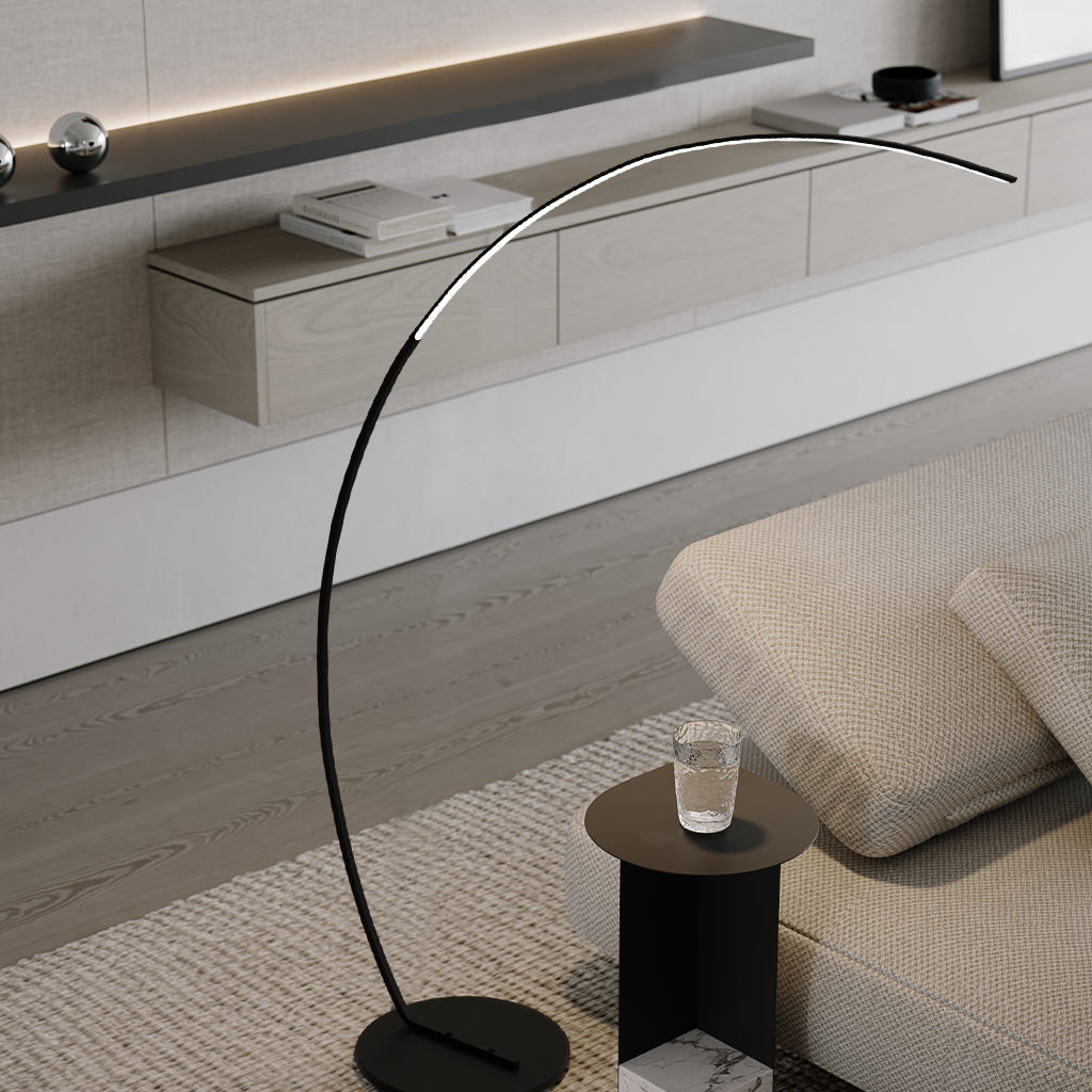 Arched LED Floor Lamp 63 Inch Dimmable Adjustable Color Temperature Aluminum Standing Light for Living Room Bedroom Reading Corner Modern Ov | Thomler