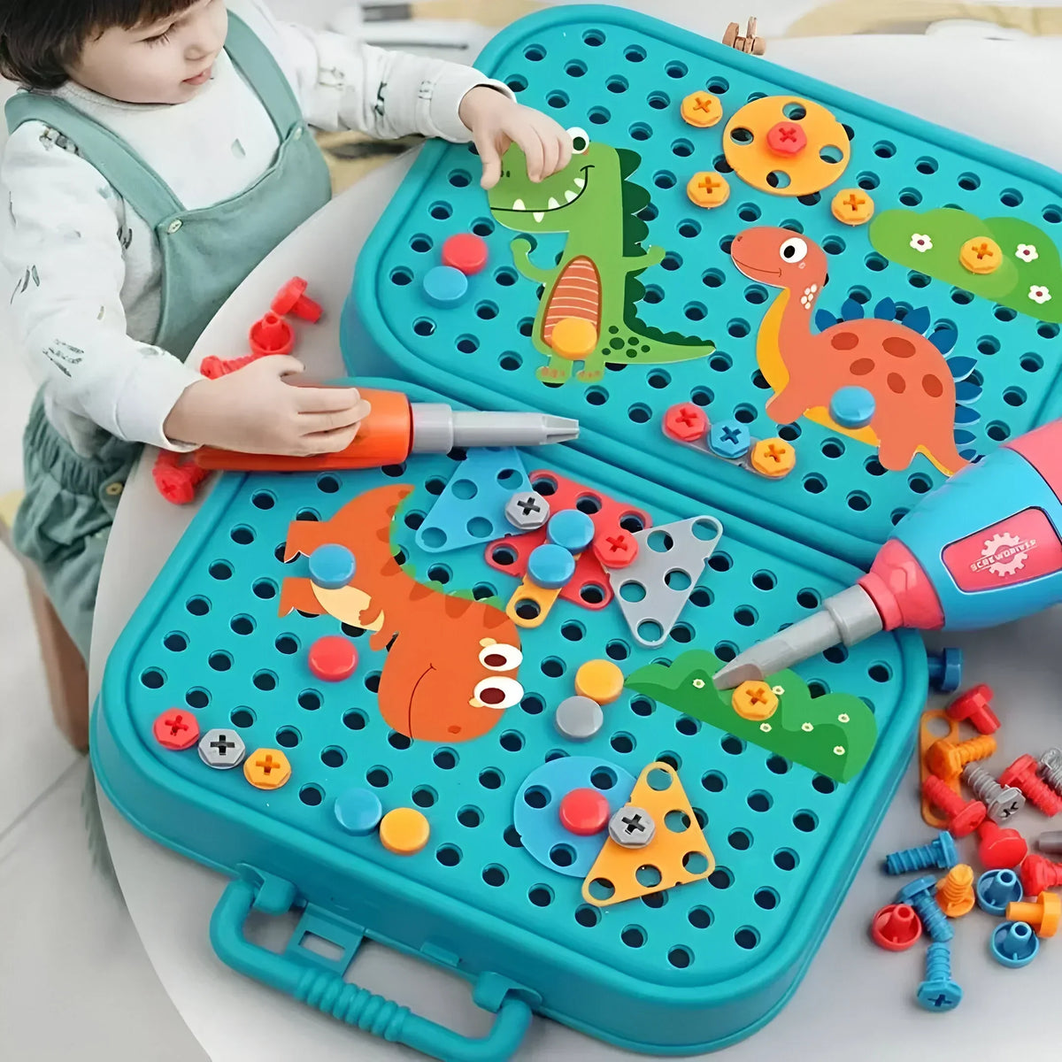 Kids Builder Playset Wooden Toy Workbench Hammer Screwdriver Wrench Pretend Construction Kit for Toddlers Preschool Learning Activity Montes | Thomler