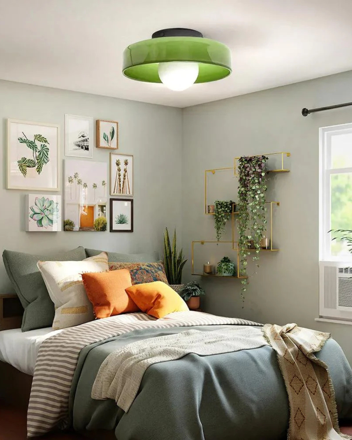 Flush Mount Ceiling Light with Glass Shade and Metal Frame for Living Room, Bedroom, Hallway – Round Overhead Fixture with Warm White Glow | Thomler