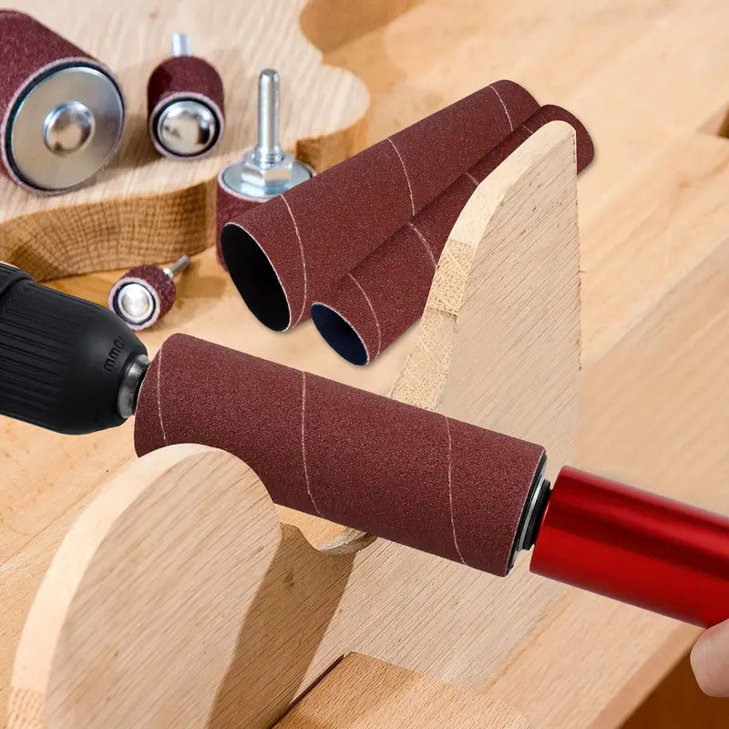 Kit adaptador de lijadora de tambor para taladro: herramienta de lijado y pulido de husillo para múltiples superficies con 10 mangas de lija para madera, metal y plástico - Trabajo | Thomler