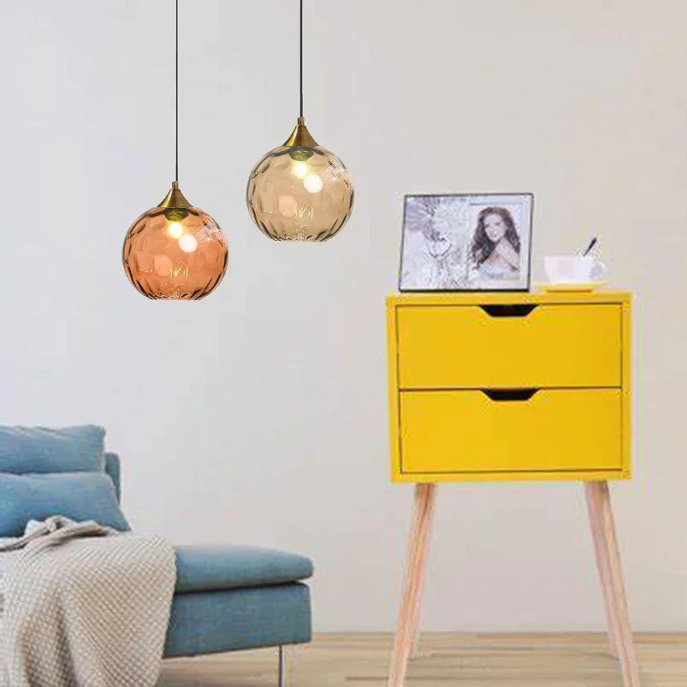 Getextureerde glazen hanglamp 7,9 inch, verlichting voor kookeiland in de eetkamer, in hoogte verstelbare moderne bolvormige pendellamp, minimalistische plafondlamp voor K | Thomler