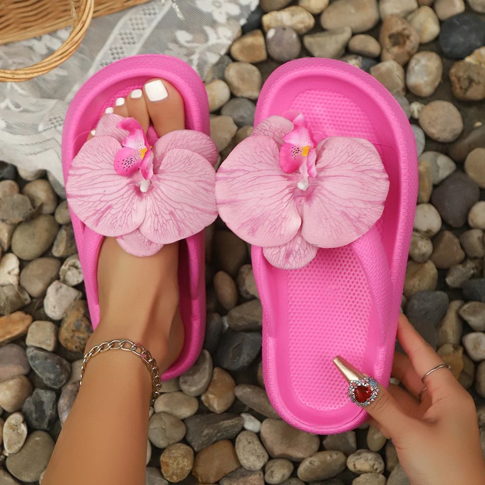 Dames slippers met tropische orchideeënprint