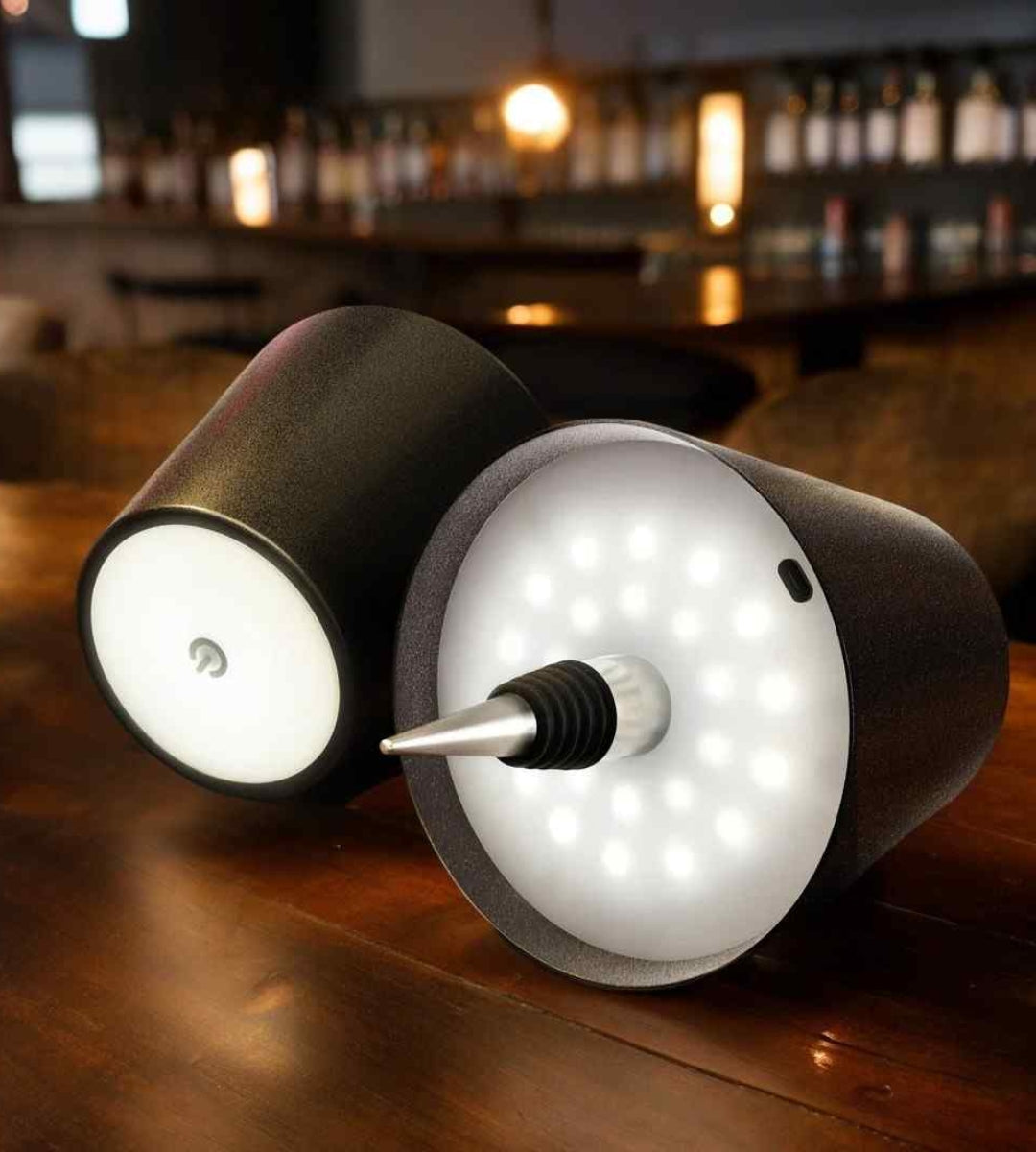 Rechargeable LED Bottle Topper Light 5.5 Inches Wireless Warm Glow Aluminum Cap for Wine Bottles Indoor Outdoor Dining Table Decor Cordless | Thomler