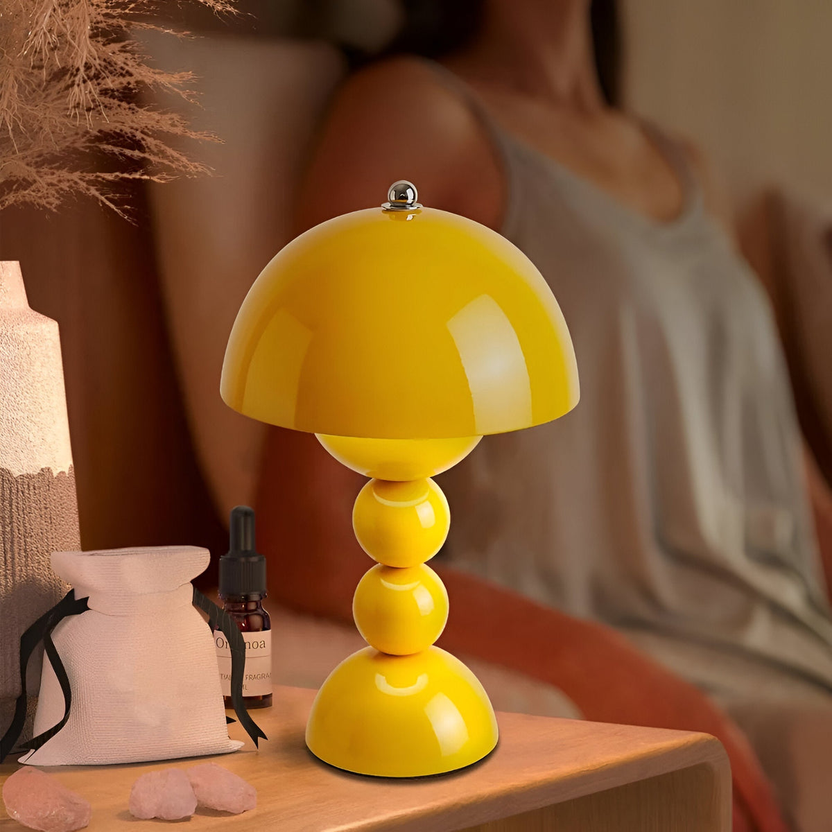 Draadloze LED-nachtkastlamp met USB-oplaadfunctie, 11-inch sculpturale acrylverlichting voor slaapkamer, bureau, leeshoek | Moderne draagbare sfeerverlichting | Thomler
