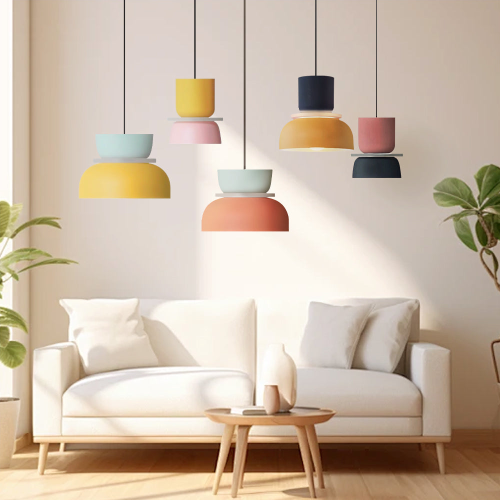 Lámpara colgante de doble capa de 11.4 pulgadas, de aluminio y acrílico, estilo nórdico, para cocina, comedor, sala de estar, dormitorio, ideal para espacios pequeños, contemporánea | Thomler