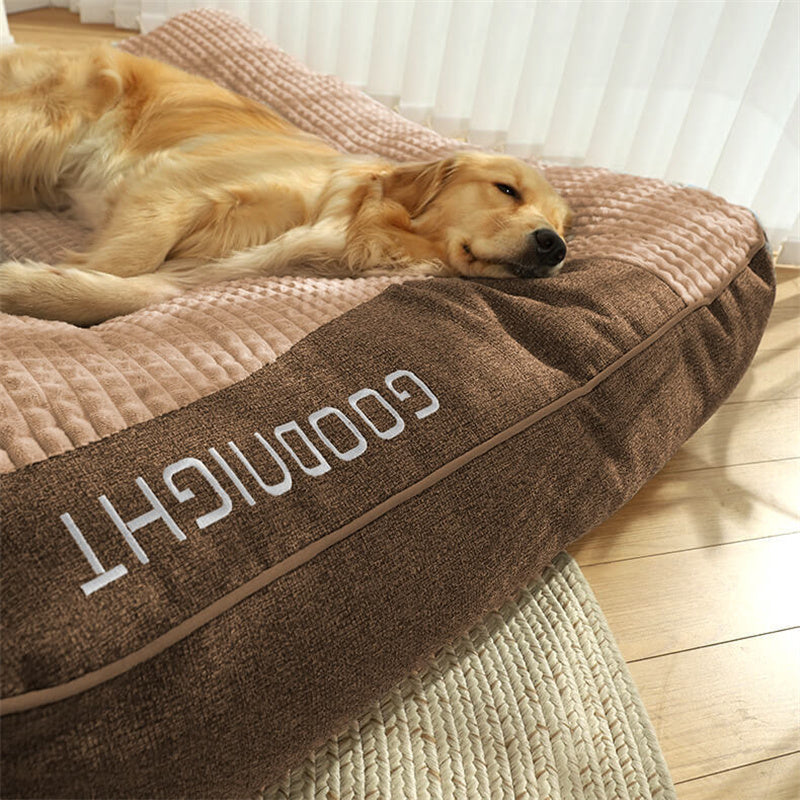 Plush Bolster Pet Lounger with Supportive Rim for Medium to Large Dogs – Cushioned Sleeping Pad in Brown – Removable Washable Cover – 31 × 2 | Thomler