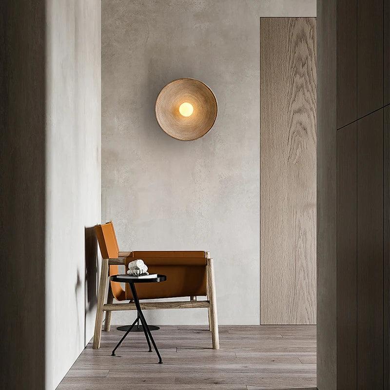 Ronde glazen wandlamp van hars, witte led-armatuur voor slaapkamer, hal en woonkamer, minimalistische wandlamp met zachte, sfeervolle verlichting voor in huis