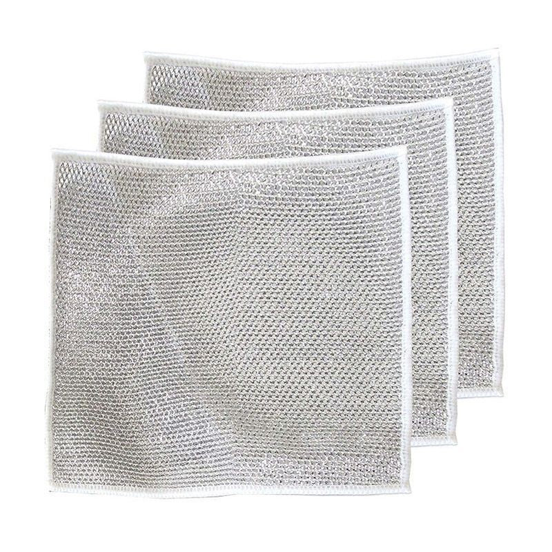 Estropajos de acero inoxidable para sartenes de hierro fundido, planchas, hornos y utensilios de cocina, malla de alambre reutilizable antiarañazos de 8 × 8 pulgadas para el hogar y restaurantes | Thomler