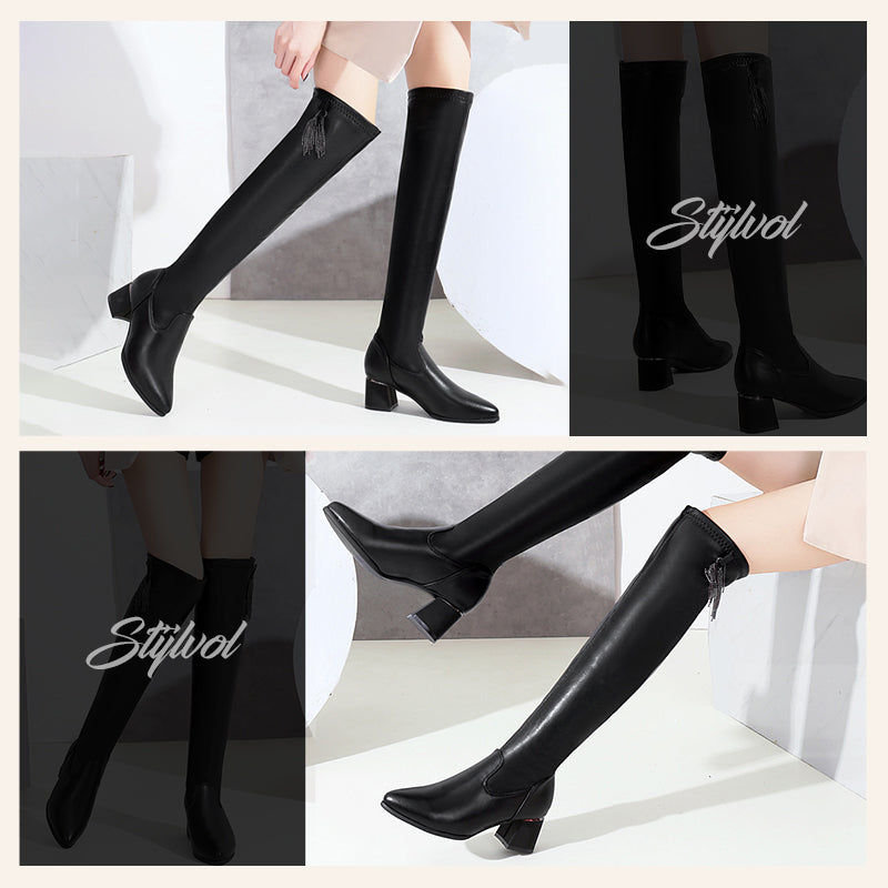 Damen-Winterstiefel mit Fleecefutter, Stretch-Passform und rutschfester Sohle für Spaziergänge bei kaltem Wetter