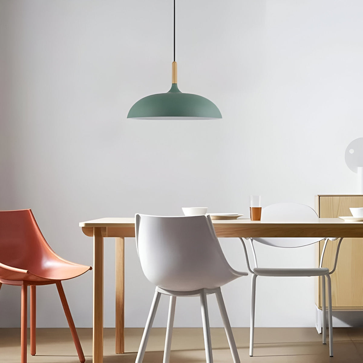 Wood and Iron Drop Light 14-24 Inches Diameter for Kitchen Island Dining Table Modern Minimalist Fixture E27 Socket Cord Height Adjustable | Thomler