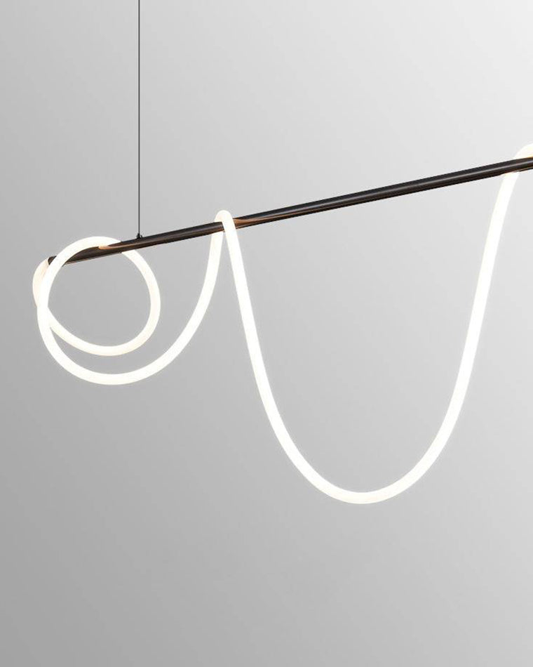 Lineare LED-Insel-Pendelleuchte mit Silikon-Wellen-Design, 43 Zoll, Messing, höhenverstellbar, dimmbar, moderne Küchen-Hängeleuchte für den Esstisch | Thomler