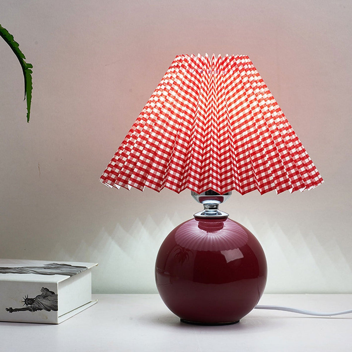 Ceramic Accent Lamp with Fabric Shade 11x9.5 in E26 Socket for Nightstand Desk Study Room Reading Light Modern Home Decor | Thomler