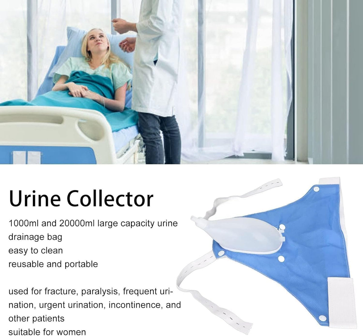 Tragbares, wiederverwendbares Urinbeutel-System mit Hüftgurten & 99-cm-Schlauch für Erwachsene