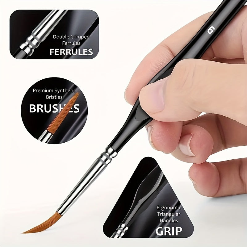 Penseel voor fijn detailwerk – Precisie-kunstpenseel voor acryl, olieverf, aquarel, canvas, modelbouw en miniaturen