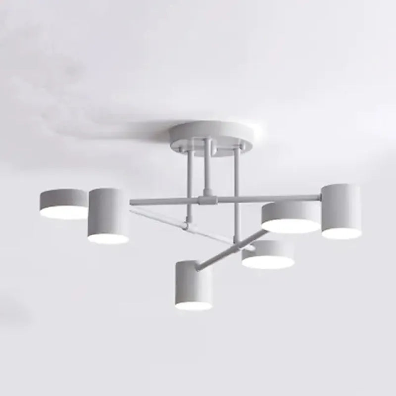Six-Arm Adjustable Ceiling Light White Metal 22 inch Wide for Kitchen Dining Room Bedroom Modern Flush Mount Fixture Three Color Modes Direc | Thomler