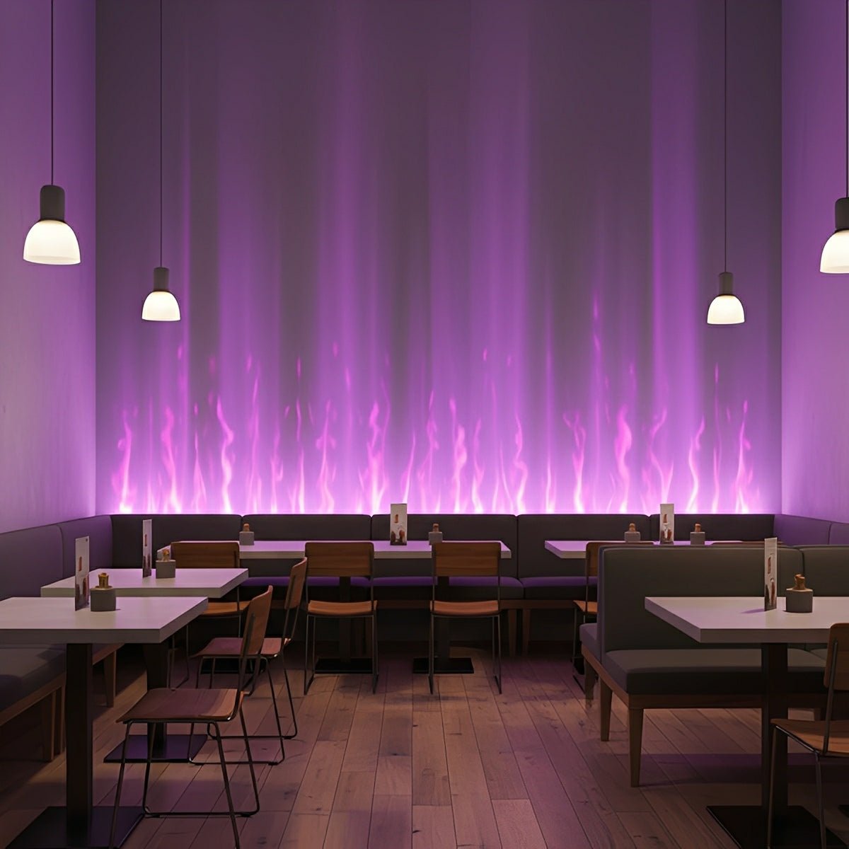 Animierte LED-Wandleuchte 39 Zoll aus Aluminium mit Flammen- & Wassereffekten, RGBW-Farbwechsel, Fernbedienung für Wohnzimmer, Schlafzimmer, Bar, Hotelmodus | Thomler
