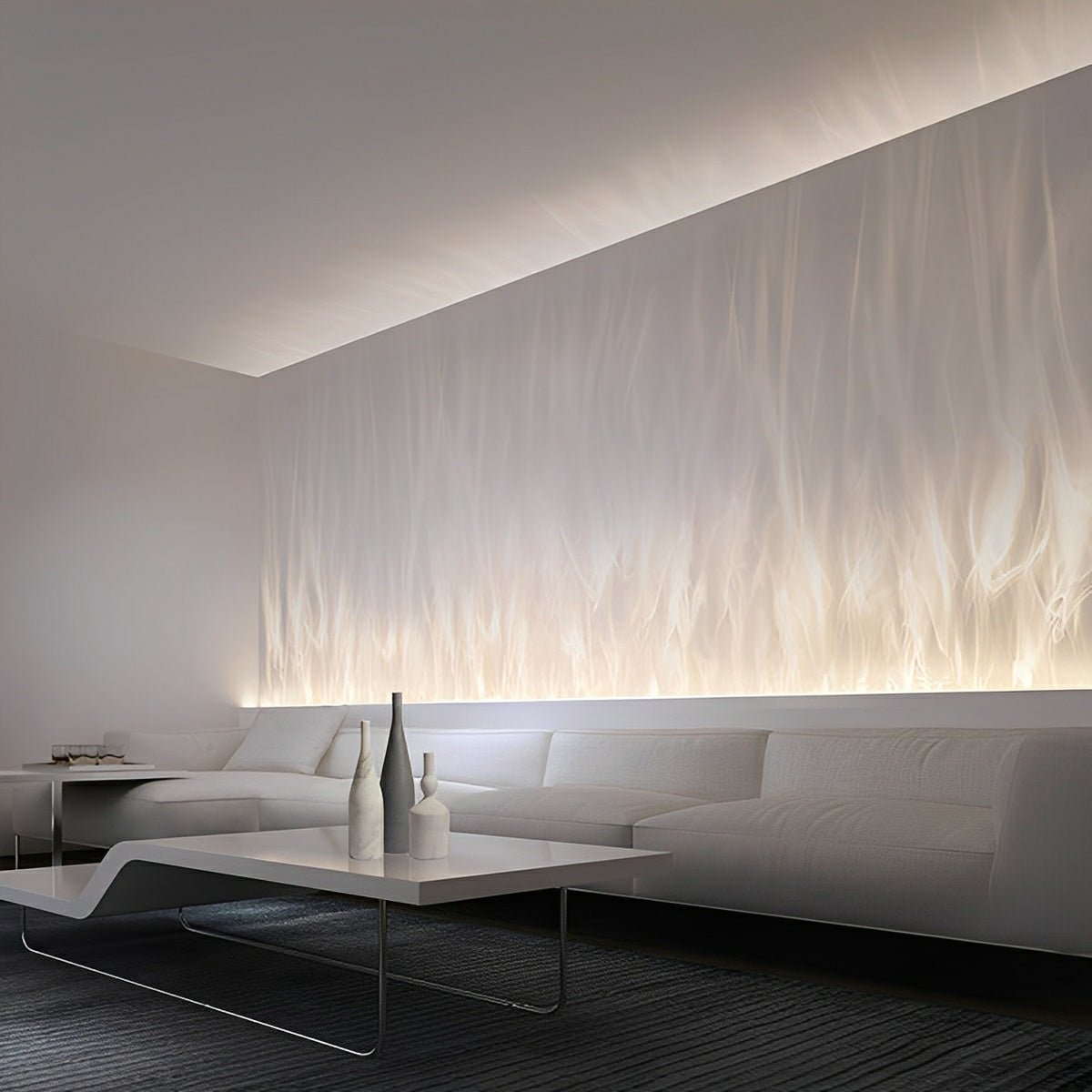 Animierte LED-Wandleuchte 39 Zoll aus Aluminium mit Flammen- & Wassereffekten, RGBW-Farbwechsel, Fernbedienung für Wohnzimmer, Schlafzimmer, Bar, Hotelmodus | Thomler