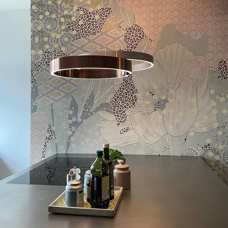 Runde LED-Deckenleuchte Aluminiumring 50 cm, höhenverstellbar für Kücheninsel, Essbereich, Foyer, moderne hängende Halo-Leuchte, Energieeffizient | Thomler