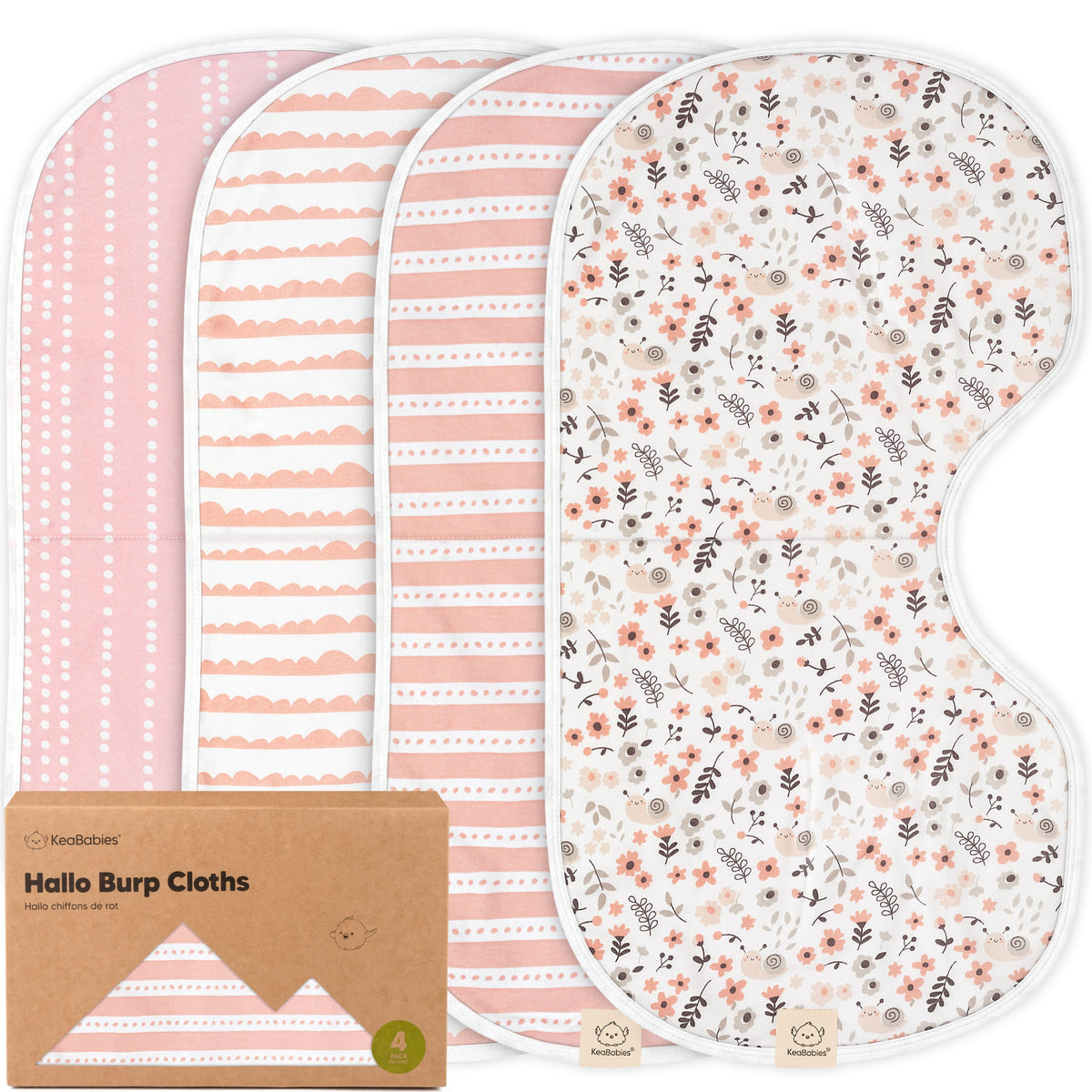 4-Pack Curved Burp Cloths