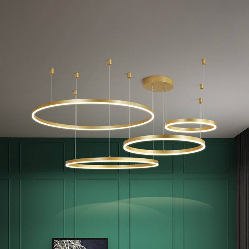 Multi-Ring LED Ceiling Light Fixture Adjustable Height Metal & Acrylic for Dining Rooms Living Spaces Bedrooms Contemporary Overhead Hanging | Thomler
