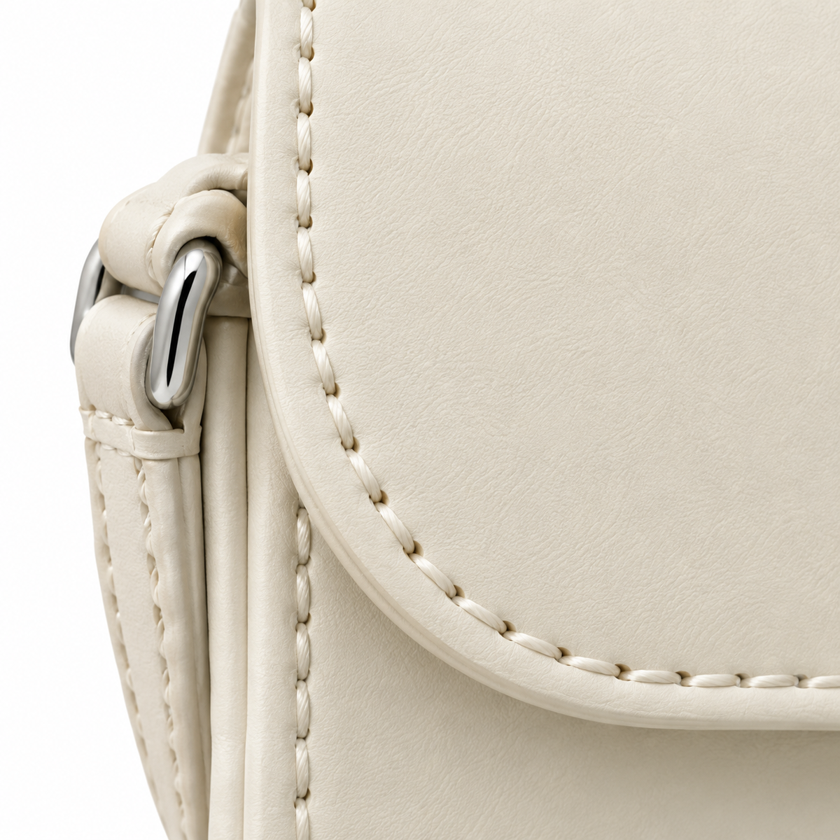 Cream Satchel Bag 10 in – Structured with Buckle Closure