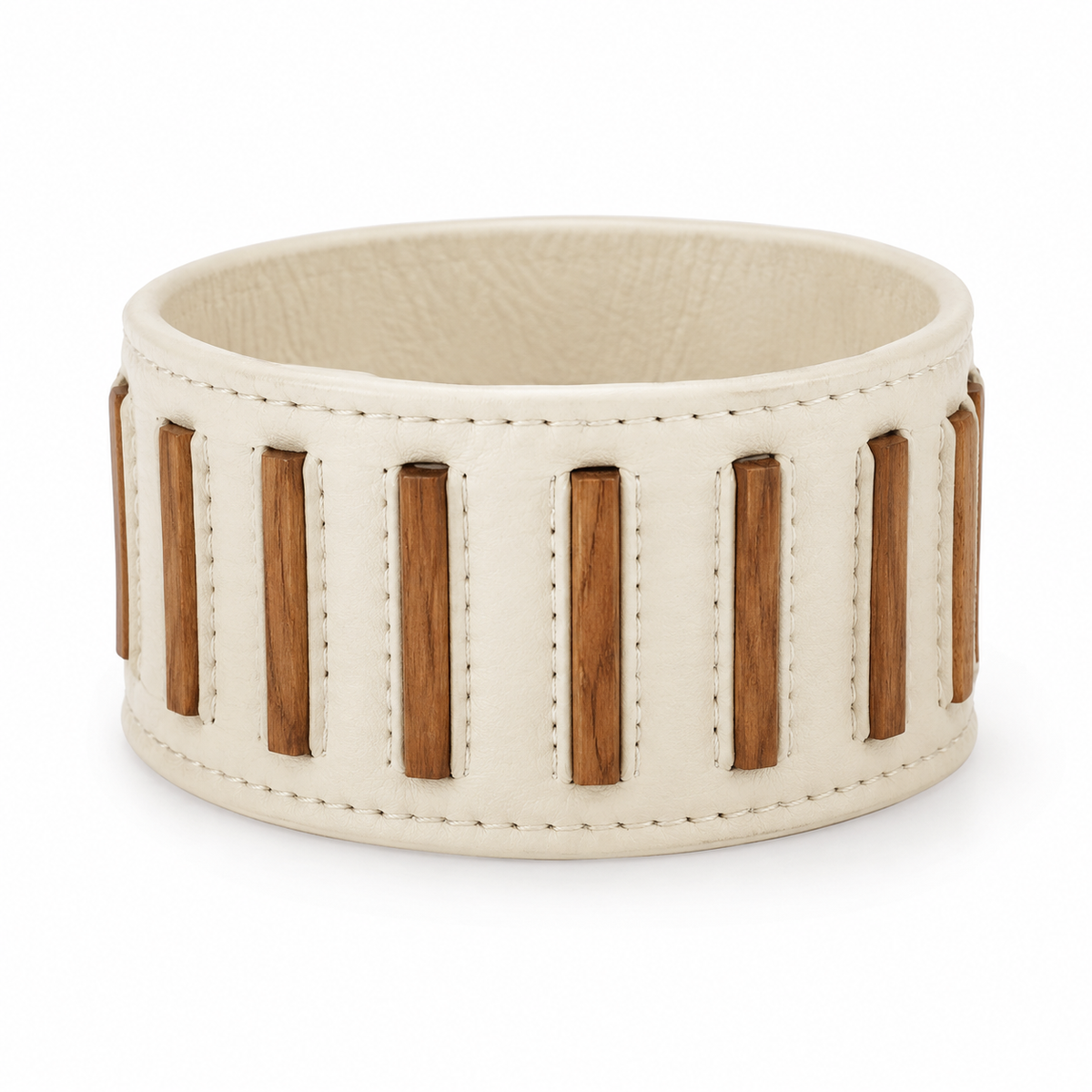 Wide Cuff Bracelet 2.75 in – Vegan Leather and Wood