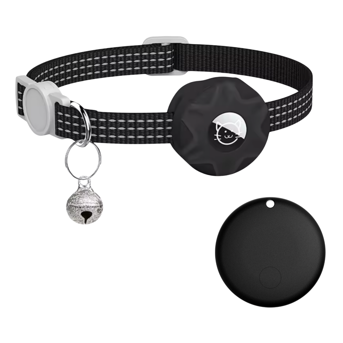 Huisdierlocatietracker met reflecterende halsband voor honden en katten – Android-netwerkzoeker, lichtgewicht waterdicht ontwerp, batterijduur van 8-10 maanden | Thomler