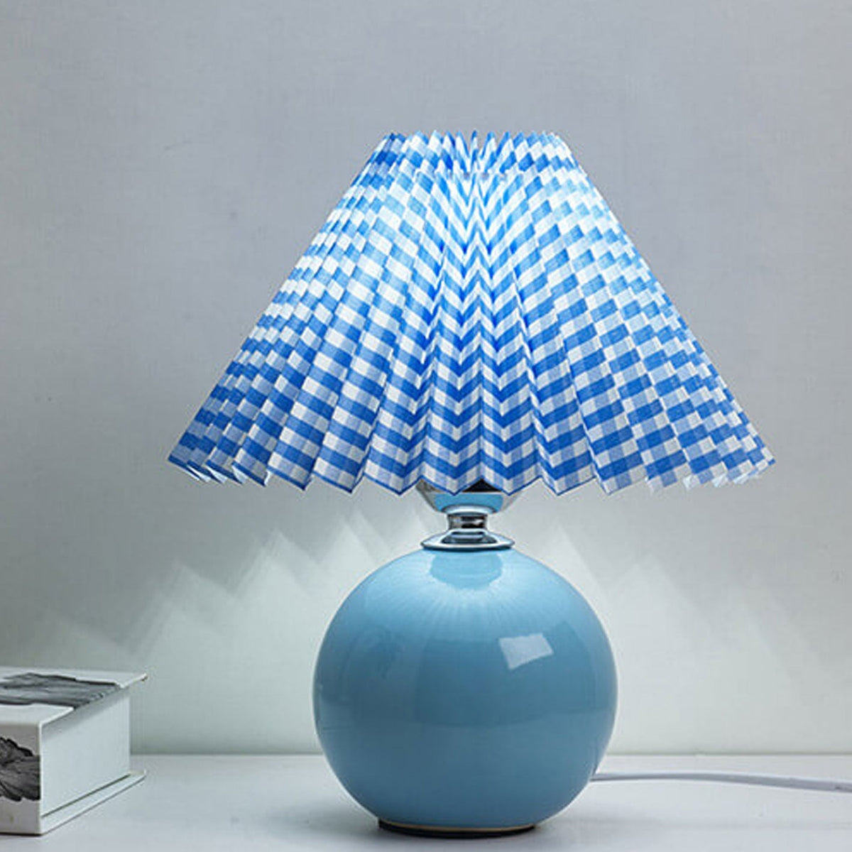 Ceramic Accent Lamp with Fabric Shade 11x9.5 in E26 Socket for Nightstand Desk Study Room Reading Light Modern Home Decor | Thomler