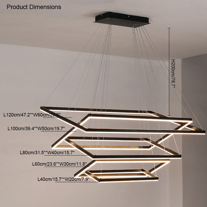 Multi-Tier Linear Suspension Fixture with Integrated LED, Adjustable Cable, Matte Black Metal Frame for Dining & Living Spaces | Thomler