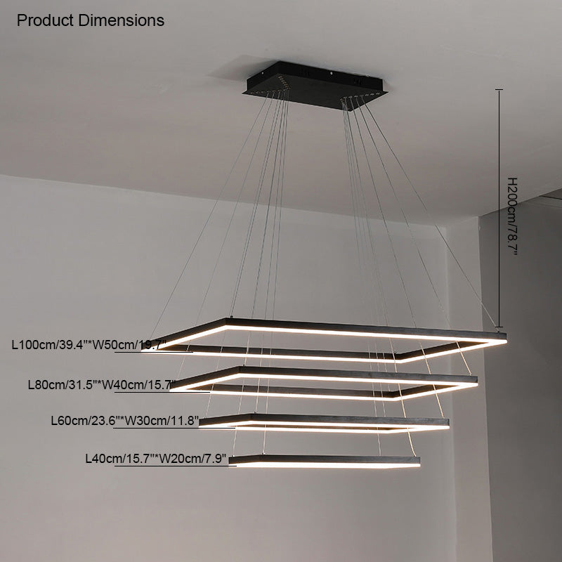 Multi-Tier Linear Suspension Fixture with Integrated LED, Adjustable Cable, Matte Black Metal Frame for Dining & Living Spaces | Thomler