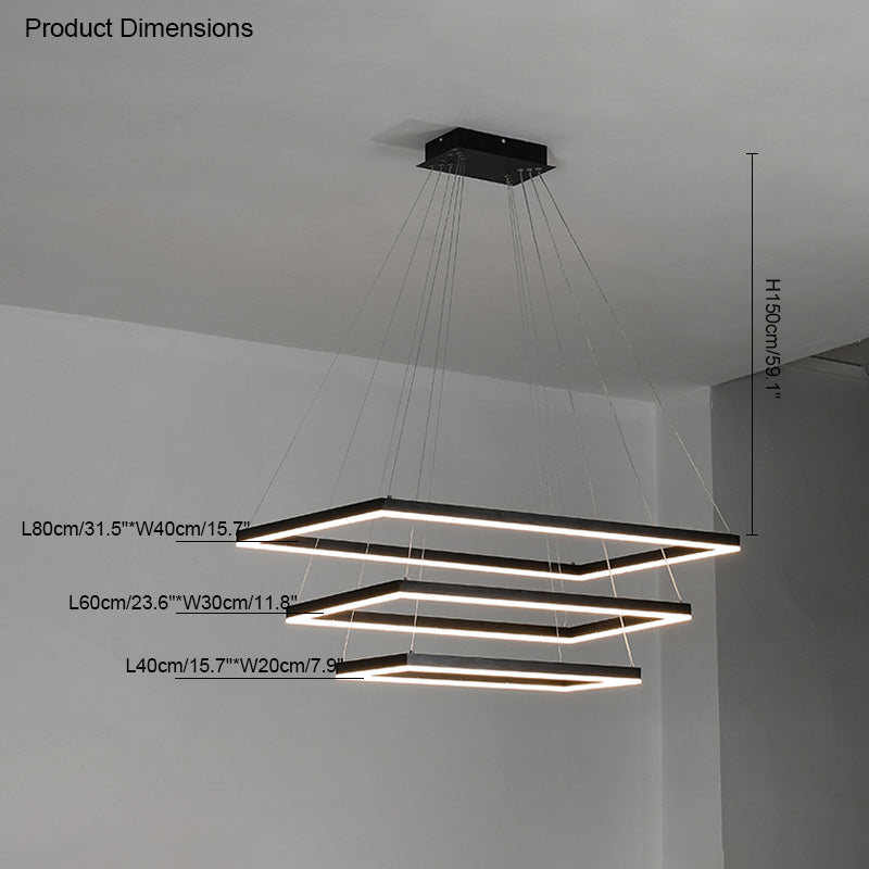 Multi-Tier Linear Suspension Fixture with Integrated LED, Adjustable Cable, Matte Black Metal Frame for Dining & Living Spaces | Thomler