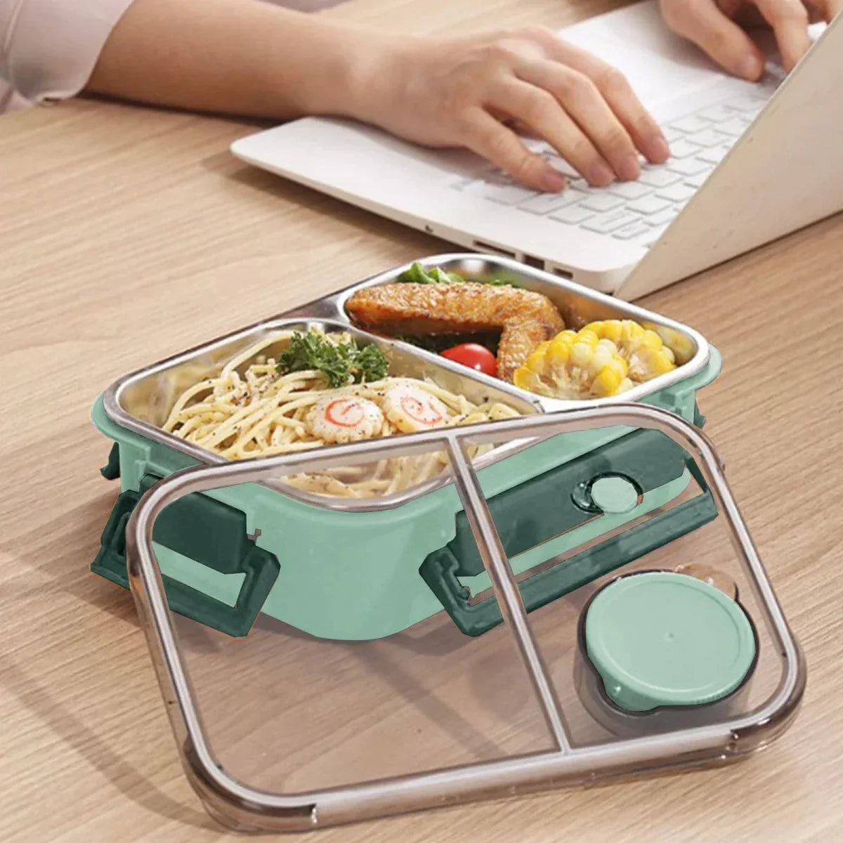 Recipiente térmico para alimentos, construcción de acero, contenedor de preparación de comidas a prueba de derrames, para almuerzos en la oficina, la escuela o viajes, almacenamiento portátil de comida caliente, reutilizable | Thomler